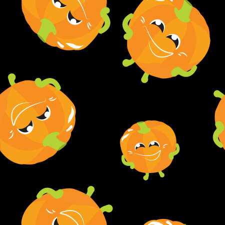 seamless pattern for halloween, endless texture with cute pumpkin, hand drawn imageのイラスト素材