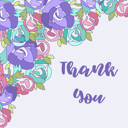 Thanksgiving greeting card, beautiful full color template for the holiday with floral background and thank you letteringのイラスト素材