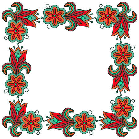 floral frame for design in romantic style, beautiful template of banners, postcards, vector illustrationのイラスト素材