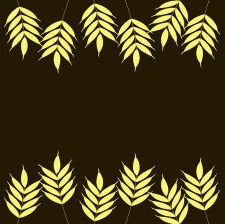 banner template with plant elements, vector image of golden ears on dark brown backgroundのイラスト素材