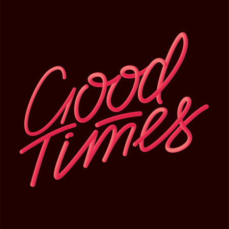 lettering Good times. Calligraphy. 3d effect. Vector illustration. Positive quotes for design of postcard, banner, posterのイラスト素材