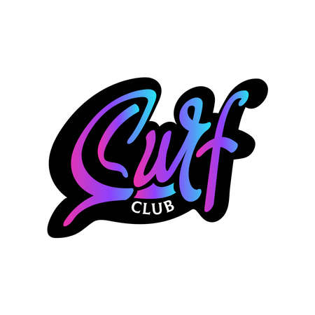 Lettering serf klub. Krasochnaya nadpis', izolirovannaya na fone. Vektornaya illyustratsiya. Gotovyy logotip serfing-kluba Lettering surf club. Colorful lettering isolated on background. Vector illustration. Ready surf club logoのイラスト素材