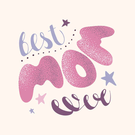 Best mom ever lettering. Vector calligraphic inscription, banner template for congratulations on Mothers Dayのイラスト素材