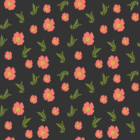 Floral seamless pattern with leaves in hand drawn style. vector illustration for romantic designのイラスト素材