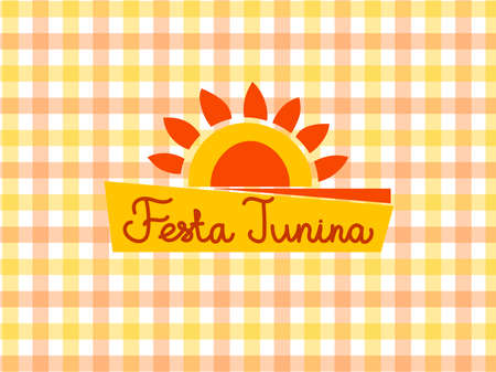 Festa Junina. Banner for the Brazilian National Festival. Vector illustration with lettering on a background Design for Greeting Card, Invitation or Holiday Poster.のイラスト素材