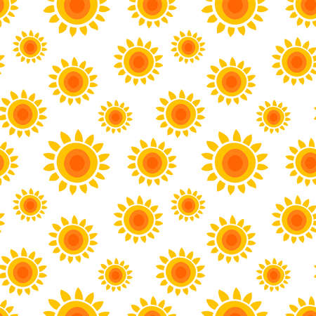 Seamless pattern with cartoon cute sun. vector illustration. Endless texture for summer designのイラスト素材