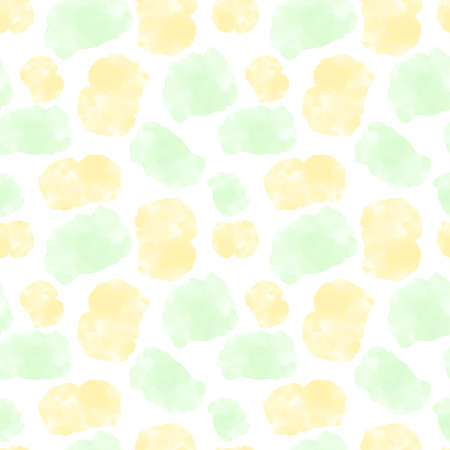 Seamless pattern with watercolor stains. Abstract stains of green and yellow paint. Vector illustrationのイラスト素材