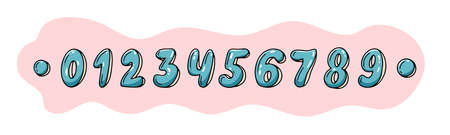 Set of numbers isolated on the background. Vector bubble numeral, in hand-drawn style. Doodle collectionのイラスト素材