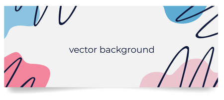 Vector background with abstract hand-drawn spots. Horisontal banner template. Vector illustrationのイラスト素材