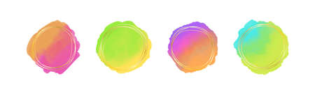 Golden frames set with abstract watercolor blots on the background. vector backgroundのイラスト素材