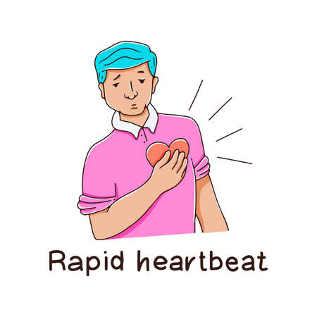 Cardiovascular diseases. The man is holding his heart.のイラスト素材
