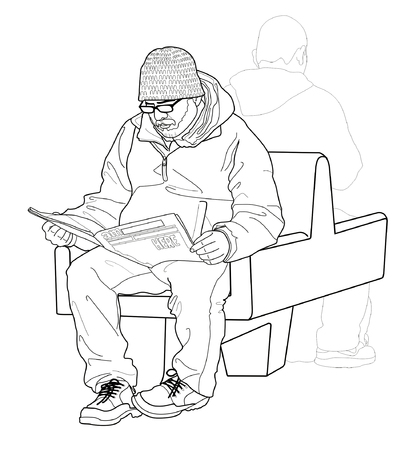 man with newspaperのイラスト素材
