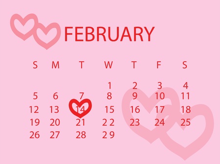 Valentine's Day marked out on a calendar のイラスト素材