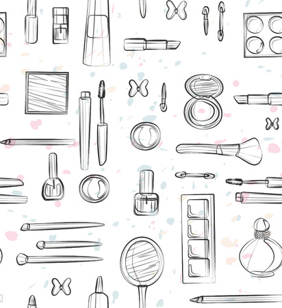 pattern cosmetics white and blackのイラスト素材