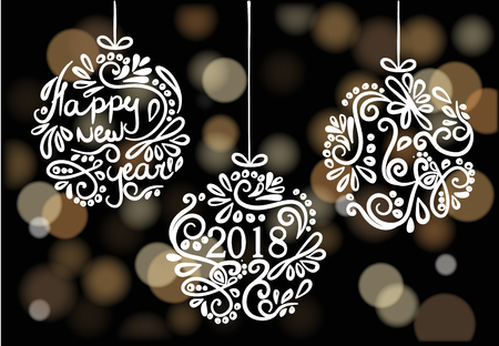 Greeting card with Christmas balls, vector illustration.のイラスト素材