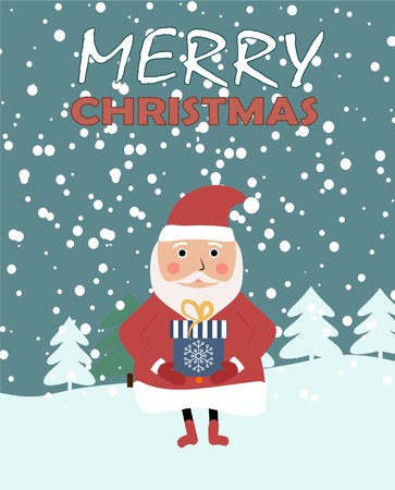 Christmas greeting card with Santa Claus, vector illustration.のイラスト素材