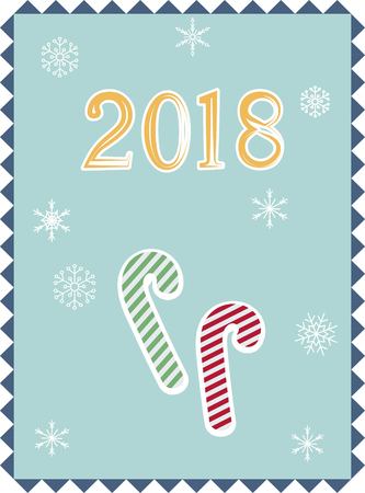 Christmas greeting card with candy, vector illustration.のイラスト素材