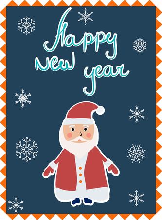 Christmas greeting card with Santa Claus, vector illustration.のイラスト素材