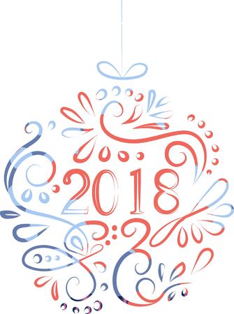 Painted colored Christmas balls. Christmas cardのイラスト素材