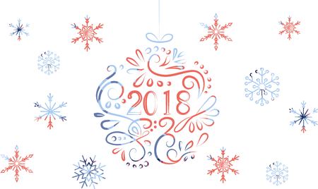 Painted colored Christmas balls. Christmas cardのイラスト素材