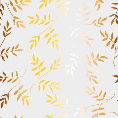 Seamless pattern of golden leaves on a white backgroundのイラスト素材