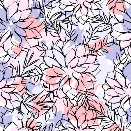 Seamless pattern with flowers on a colored background, vector illustrationのイラスト素材