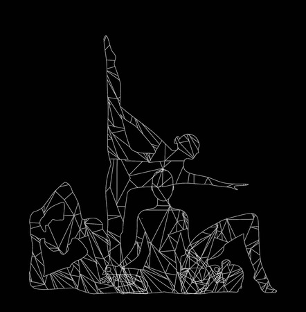 Silhouette of a girl engaged in yogaのイラスト素材