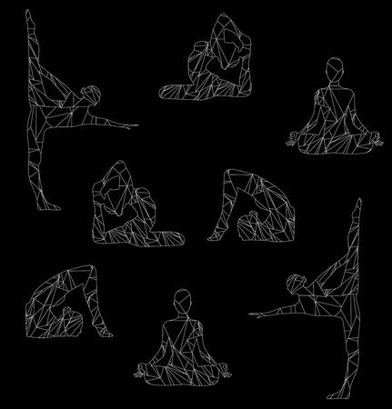 Silhouette of a girl engaged in yogaのイラスト素材