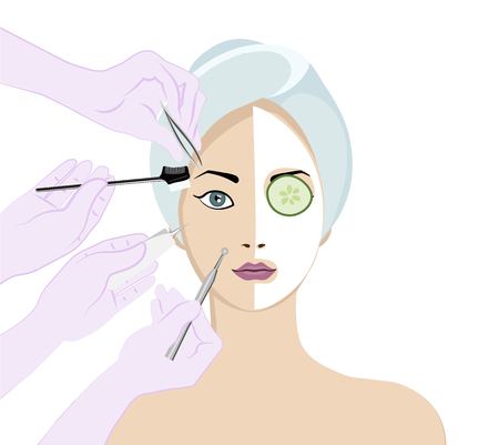 Beauty skincare and cosmetologyのイラスト素材