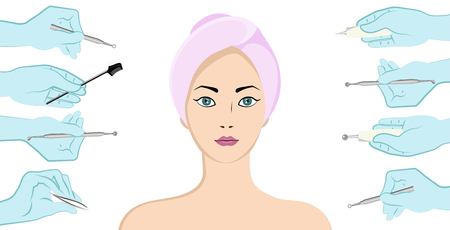 Beauty skincare and cosmetologyのイラスト素材
