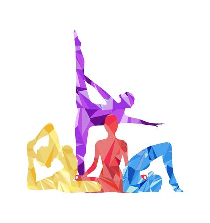 Silhouette of a girl engaged in yogaのイラスト素材