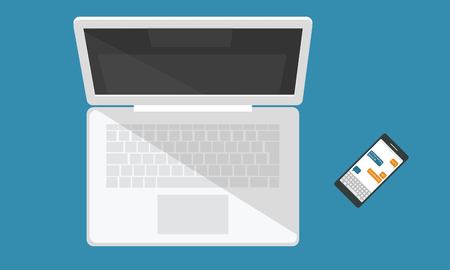 Laptop with phone illustrationのイラスト素材
