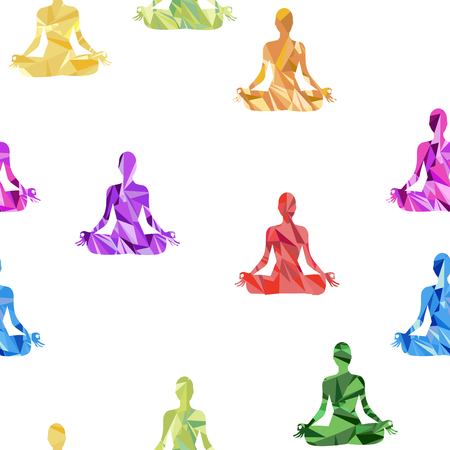 Silhouette of a girl in yoga patternのイラスト素材
