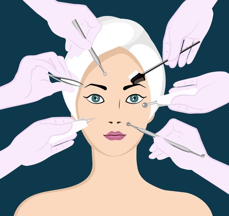 Beauty skincare and cosmetologyのイラスト素材