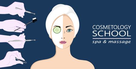 Beauty skincare and cosmetologyのイラスト素材