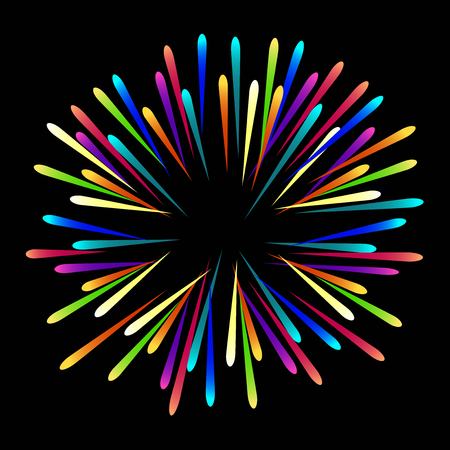 Colored fireworks on black background.のイラスト素材