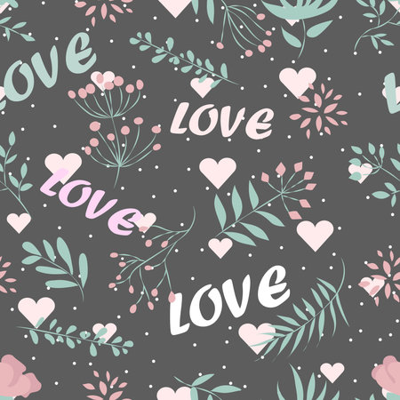 Seamless pattern for Valentine's day in romantic cartoon background in gentle tones.のイラスト素材
