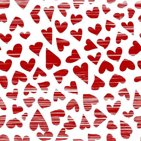 A seamless pattern of red hearts for background design on Valentine's day. hand drawn illustrationのイラスト素材