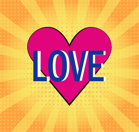 A bright heart in the style of pop art, vector illustration for Valentine's dayのイラスト素材