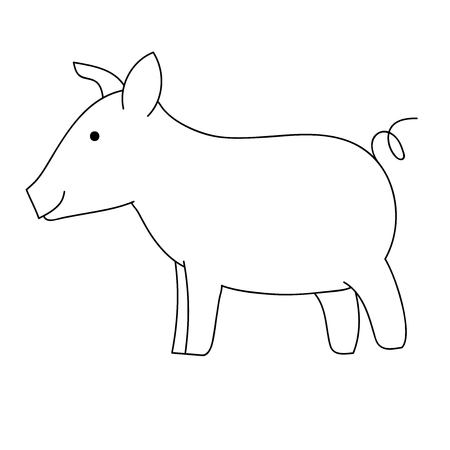 Sign pig. Isolated black silhouette pig on white background.のイラスト素材