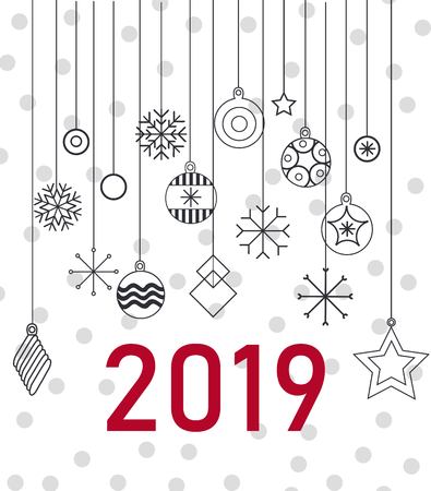 Happy new year, Merry christmas, vector text and stars for design greeting cards, photo overlays, prints, posters. Hand drawn letters. Happy new year. vector illustrationのイラスト素材