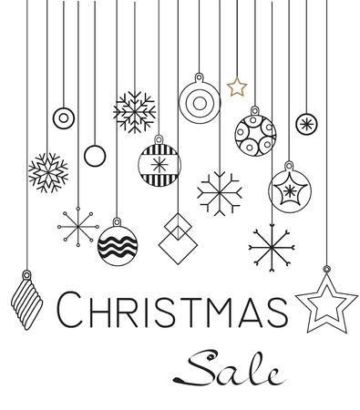 Christmas cards and Happy new year 2019. Holiday vector illustration with inscription compositions, snowflakes and Christmas toys. Christmas sale. Vintage Holiday Label. vector illustrationのイラスト素材