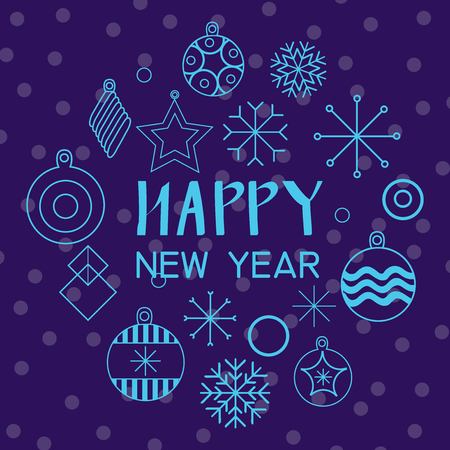Christmas cards and Happy new year 2019. Holiday vector illustration with inscription compositions, snowflakes and Christmas toys. Christmas sale. Vintage Holiday Label. vector illustrationのイラスト素材