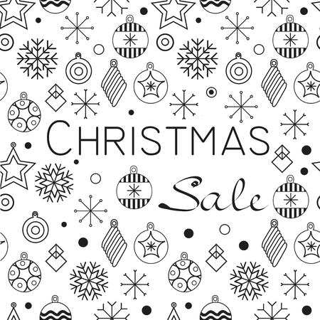 Christmas cards and Happy new year 2019. Holiday vector illustration with inscription compositions, snowflakes and Christmas toys. Christmas sale. Vintage Holiday Label. vector illustrationの写真素材