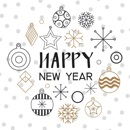 Christmas cards and Happy new year 2019. Holiday vector illustration with inscription compositions, snowflakes and Christmas toys. Christmas sale. Vintage Holiday Label. vector illustrationのイラスト素材