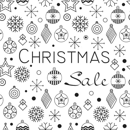 Christmas cards and Happy new year 2019. Holiday vector illustration with inscription compositions, snowflakes and Christmas toys. Christmas sale. Vintage Holiday Label. vector illustrationのイラスト素材