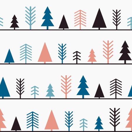 Set of simple Christmas patterns. color illustration of Christmas trees. flat design. winterのイラスト素材