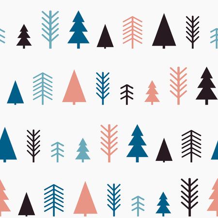 Set of simple Christmas patterns. color illustration of Christmas trees. flat design. winterのイラスト素材