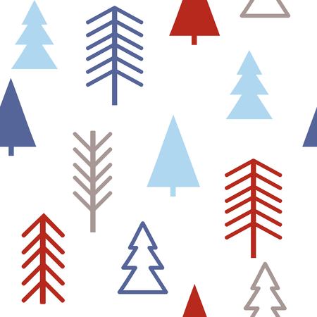 Set of simple Christmas patterns. color illustration of Christmas trees. flat design. winterのイラスト素材