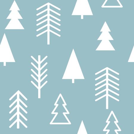 Set of simple Christmas patterns. color illustration of Christmas trees. flat design. winterのイラスト素材